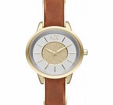 Armani Exchange Ladies Smart Olivia Gold Tan Watch
