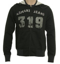 Armani Faded Black Full Zip Hooded Sweatshirt