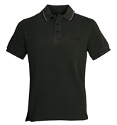 Armani Faded Black Pique Polo Shirt