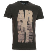 Armani Faded Black T-Shirt with Grey Logo