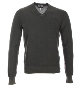 Armani Faded Black V-Neck Sweater