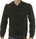 Armani Faded Black Worn Effect Full Zip Hooded Sweatshirt