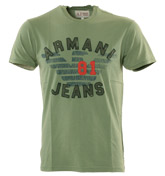 Armani Faded Green T-Shirt with Large Logo