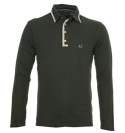 Armani Green Long Sleeve Pique Polo Shirt
