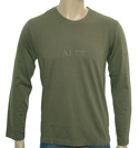 Armani Green Long Sleeve T-Shirt with Light Green Logo