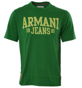 Armani Green T-Shirt with Yellow Velour Logo