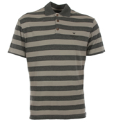 Armani Grey and Beige Stripe Polo Shirt
