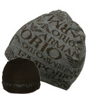 Armani Grey and Black Reversible Beanie Hat