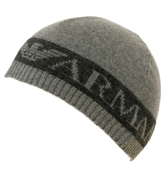 Armani Grey and Dark Grey Beanie Hat