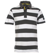 Armani Grey and White Striped Polo Shirt