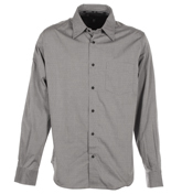 Armani Grey Long Sleeve Shirt with Navy Design