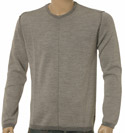 Grey Round Neck Cotton Mix Sweater With Blue Trim