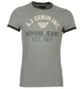Armani Grey T-Shirt with White Logo