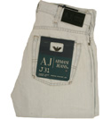 Armani Hemp Bleached Denim Zip Fly Straight Leg Jeans (J31)