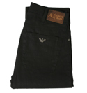 Armani (J31) Black Linen Mix Straight Leg Zip Fly Jeans