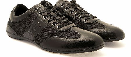 Armani Jeans Black Patent and Canvas Trainer