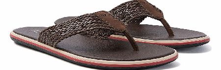 Armani Jeans Brown Plaited Leather Flip Flop