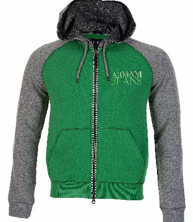 Armani Jeans Contrast Raglan Sleeves Hooded Top