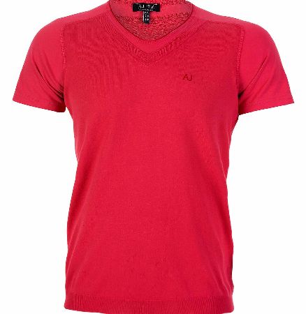 Armani Jeans Double V-Neck Contrast Fabric T-Shirt