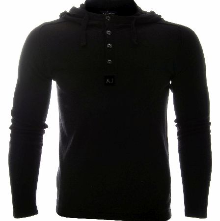 Armani Jeans Drawstring Button Hooded Knitwear