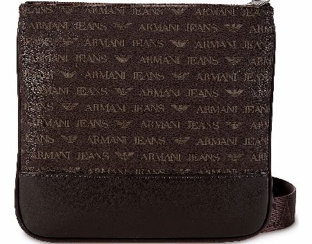 Armani Jeans Embossed Brown Side Body Bag