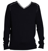 Armani Jeans Navy Cashmere Blend V-Neck Jumper