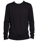 Jeans Navy Crew Neck Cotton Knit Jumper