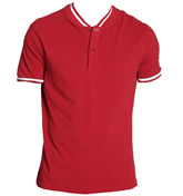 Armani Jeans Red Stripe Collar Henley Top