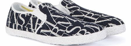 Armani Jeans Slip On All Over AJ Print Navy