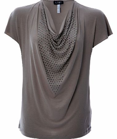 Armani Jeans Womens Cowl Neck Diamante Blouse