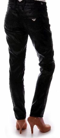 Armani Jeans Womens Cracked Leather Jeans