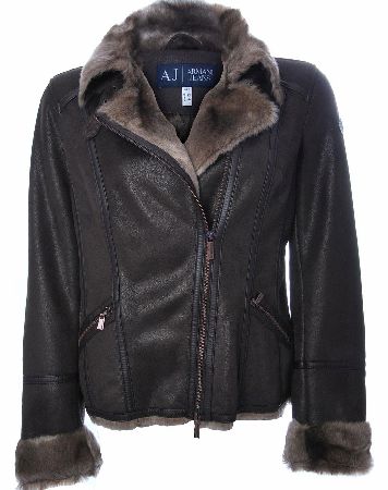 Armani Jeans Womens Eco Shearling Brown Jacket