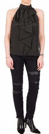 Armani Jeans Womens Halter Neck Frill Blouse