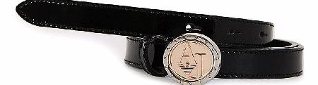 Armani Jeans Womens Patent Black Skinny Belt