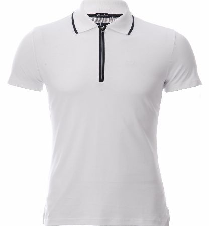 Armani Jeans Zip Up Polo White