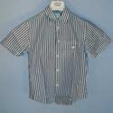Armani Kids Navy & White Striped Short Sleeve Cotton Shirt