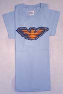 Armani Kids Sky Blue Round Neck Short Sleeve Cotton T-Shirt