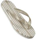 Armani Ladies Armani Beige and White Stripe Flip Flops