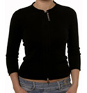 Armani Ladies Armani Black Full Zip Cotton Sweater.