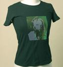 Armani Ladies Armani Black Short Sleeve T-Shirt with Large Shiny Green Design