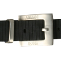 Armani Ladies Armani Black Stripe Leather Belt