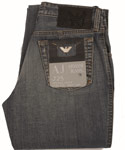 Ladies Armani Faded Blue Denim Distressed Zip Fly Jeans.