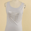 Armani Ladies Armani Lilac Sleeveless Top with Silver Printed Logo