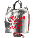 Armani Ladies Armani Navy and White Stripe Large Handbag