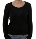 Armani Ladies Armani Navy Scoop Neck Cotton Sweater.