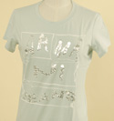 Ladies Armani Pale Green & White Top with Sequin Logo