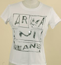 Ladies Armani White & Black Top with Sequin Logo