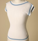 Ladies Armani White & Light Blue Cotton Viscose Mix Vest Top