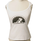 Ladies Armani White Capped Sleeveless T-Shirt with Black Printed Design
