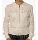 Ladies Armani White Full Zip Cotton Mix Hooded Sweater.